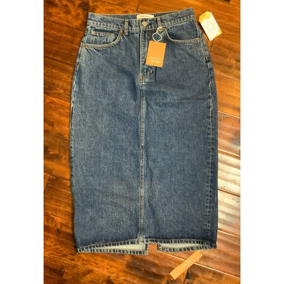 Reformation Jeans Medium Wash Jayde High Rise Denim Midi Skirt, Size 29, NWT! - Picture 2 of 6